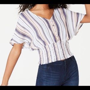 Almost Famous Crave Fame Smocked- Waist Top  Sz:XL